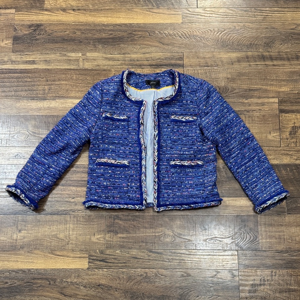 J. Crew Women's Blue Tweed Blazer